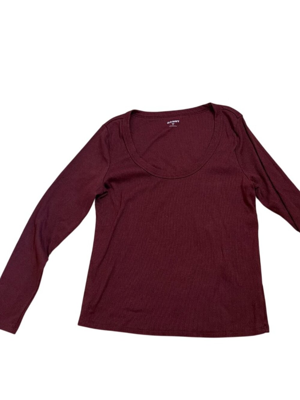 Old Navy Snug Tee T-Shirt XL Womens Ribbed Long Sleeve Burgundy Fall Basic